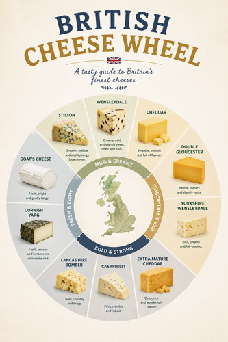 British cheese wheel guide - cheese,