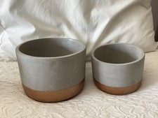 Set of 2 Decorative Pots Grey & Copper (Large 18x13cm - Small  14cmx10cm)