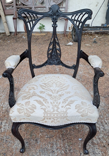 Antique parlour chair newly - antique, chair.