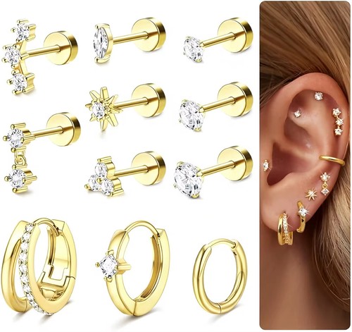 Stud earrings flat back - earrings,