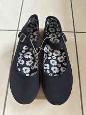 Miss Fiori Girls Black Flat Fabric Shoes Size 8