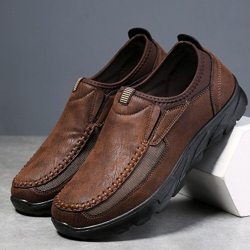 Mens leather slip - slip, on