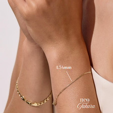 18ct Solid Yellow Gold Diamond Cut Flat Curb Chain 19cm Bracelet 1.54mm Italian