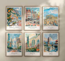 Watercolour travel posters - travel,