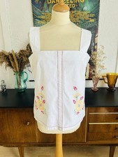 Embroidered Tablecloth Cami Top Floral White Vintage Size 12