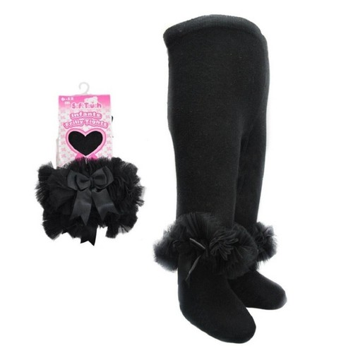 Baby girl black frilly tights - baby,