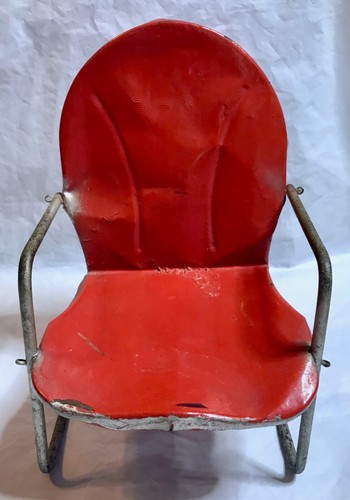 Retro red metal porch doll - metal,