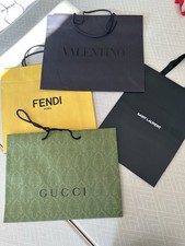 4 Authentic Gucci , fendi ,Valentino YSL Paper Gift Carrier Bags ,