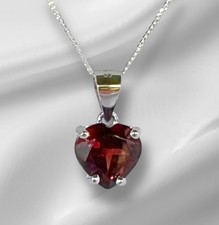 Garnet Heart Pendant 8mm Real
