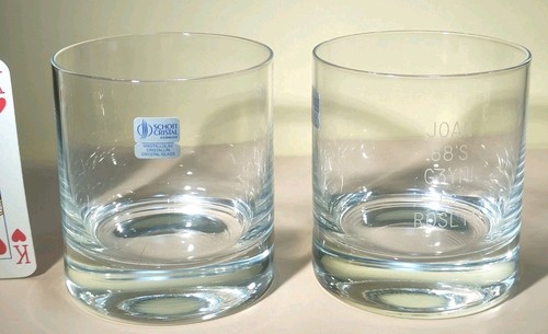 Pair thick bottomed whiskey - x2, thick-bottomed