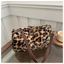 Plush Handbag Leopard Print
