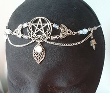 Celtic crescent moon - moon, opalite