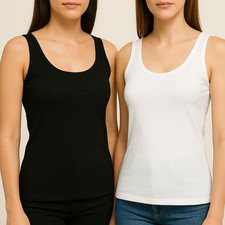 LADIES Women COTTON VEST WOMEN PLAIN SUMMER CASUAL TANK TOP T SHIRT