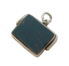 Edwardian Sterling Silver Bloodstone, Carnelian Spinner Fob Antique 1906