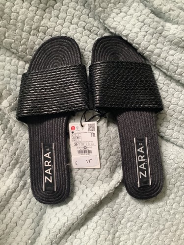 Zara black woven sliders - black, size