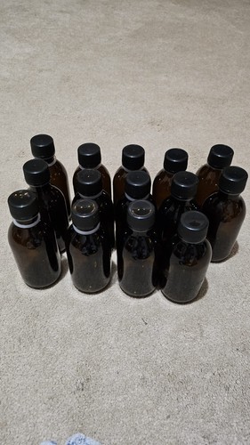 Amber glass bottles with lids - glass,