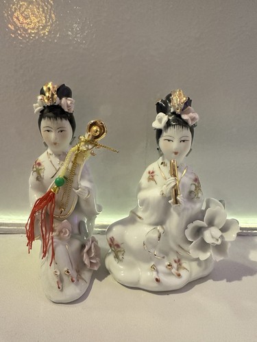 Pair chinese porcelain geisha - chinese,