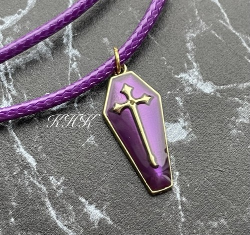 Purple coffin corded necklace - corded,