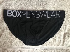 NEW STYLE SEXY ‘BOX’ MENSWEAR DEFINED CROTCH TANGA BRIEFS BLACK SMALL