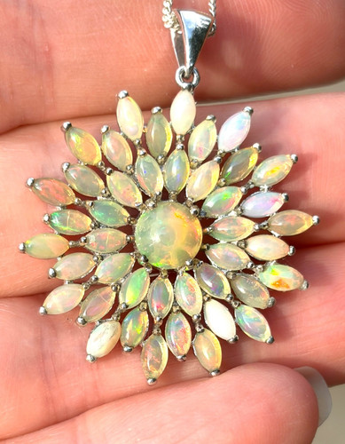 Sterling silver opal cluster - sterling,
