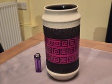 Dumler & Breiden West German Vase 17 25 Bright Red Square Geometric Pattern Vgc