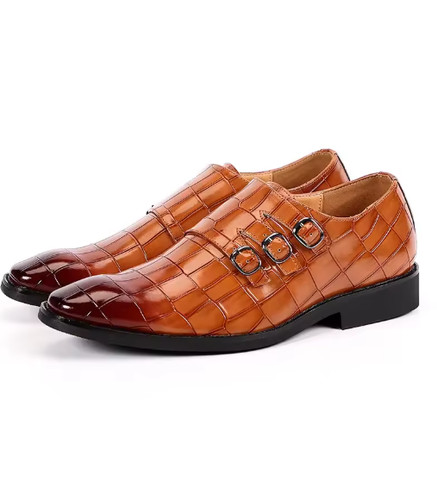 Men real leather monk strap - real,
