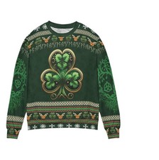Ireland Celtic Shamrock Ugly Sweater Happy St Patricks Day Sweater Crewneck