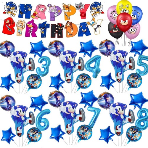 Sonic birthday balloons - balloons, set