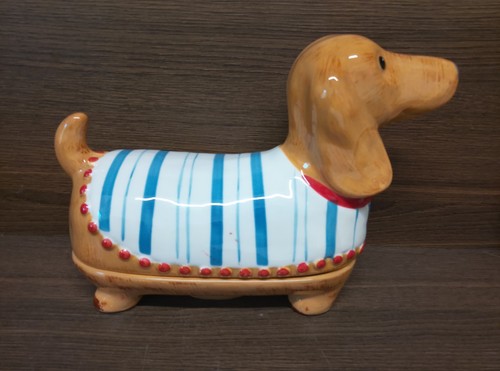 Ceramic daschund butter dish - ceramic,