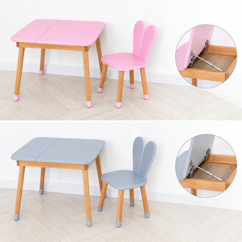 Kids wooden table and chair - wooden,