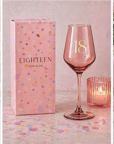 18th birthday wine glass gift - 18th,