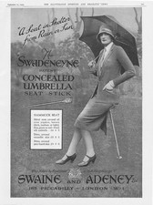 SWAINE & ADENEY Concealed Umbrella Seat Stick - Vintage Advertisement 1929 #2