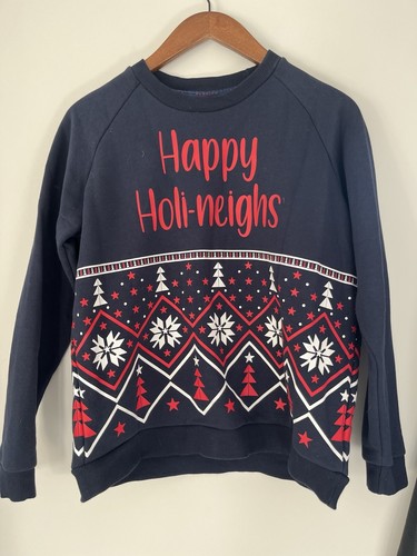 Navy horse christmas jumper - navy,