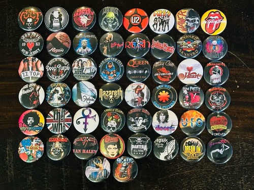 Assorted rock band buttons - assorted,