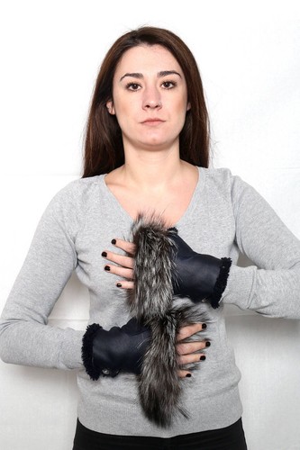 Sheepskin gloves fingerless - sheepskin,