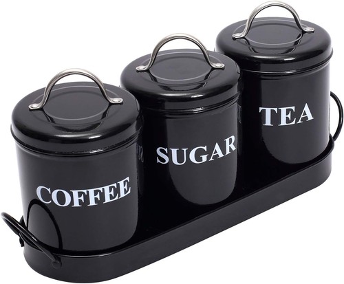 Tea coffee sugar - coffee, canisters,