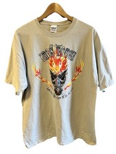 Vintage Y2K Iron Horse Motorcycle Biker Men’s XL Tan T Shirt Horses Flames USA