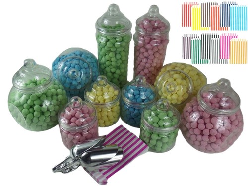Large plastic sweet jars - sweet, x10