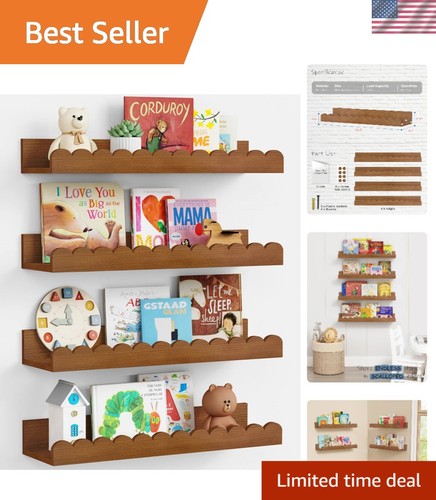 Walnut nursery book shelves - nursery,