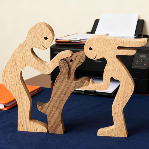 Human and dog statue home - and,