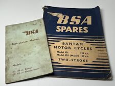 BSA D1 125 + D7 175 Bantam Instruction Manual D1 + D3 2 Stroke Spares Catalogue