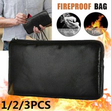 3X Fireproof Document Bags Waterproof Money Bag File Folder Cash Pouch Safe Case