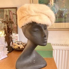 Vintage real fur cream beret - real,
