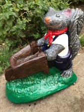 Vintage Garden Squirrel with barrow Ornament fully restored