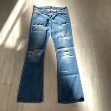 Ladies Hollister Jeans Boot Cut Trousers Size 9L Ripped Fashion 36 X 35.5