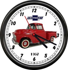 Licensed 1957 57 Chevy Dark Red Step Side Pickup Truck General Motors Wall Clock