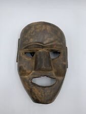 Vintage Hand Carved Wooden African Tribal Mask Face Tiki Hanging Wall Ornament