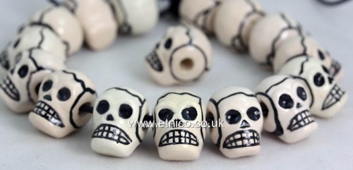 Skull ceramic beads side - skull,