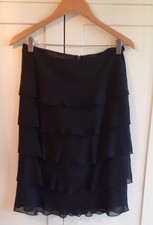 Vintage Gina Bacconi Black Chiffon Tiered Skirt Size 12