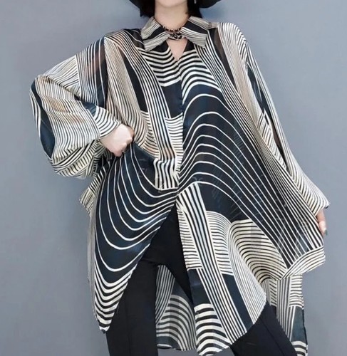 Ladies black cream blouse - ladies,